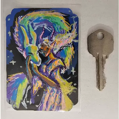 Taming the Rainbow Dragon aceo art card thumbnail 2