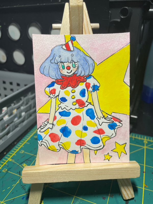 Clown Cutie aceo art card