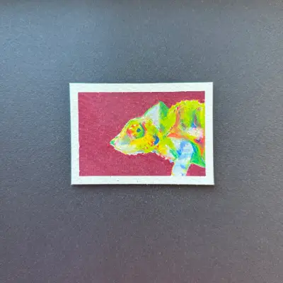 chameleon aceo art card thumbnail 2