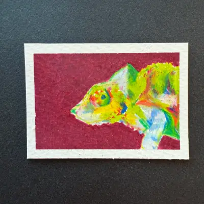 chameleon aceo art card thumbnail 1