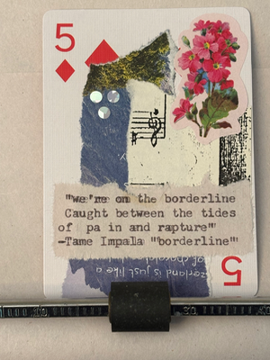Rainy May #4 collage by Mazerzine Tame Impala quote pink flower aceo art card thumbnail 1