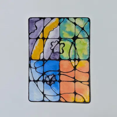 Abstract Stained Glass #2 aceo art card thumbnail 3