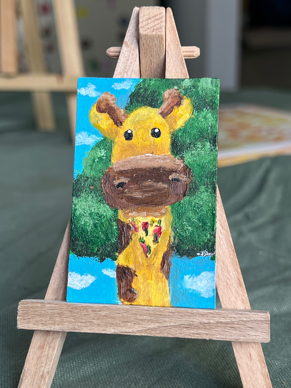 Pizza giraffe aceo art card