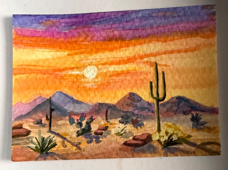Desert Sky Evening Glow aceo art card