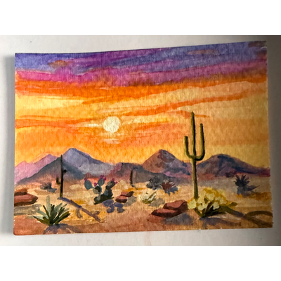 Desert Sky Evening Glow aceo art card thumbnail 1
