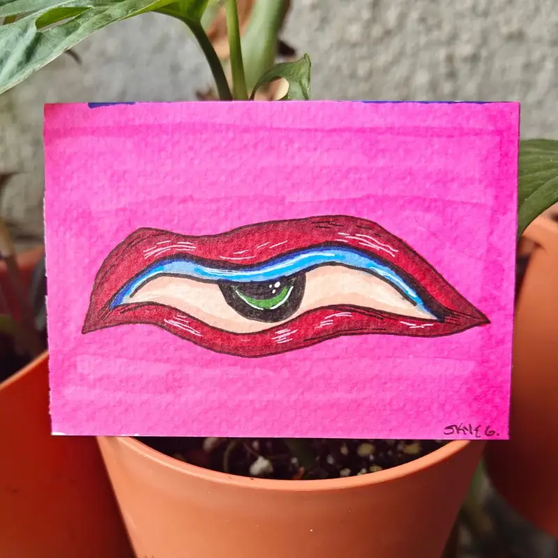 Pink Mystical Eye aceo art card