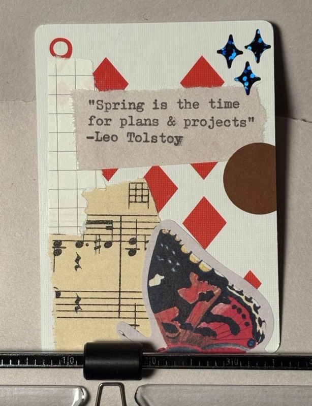 Butterfly Quote Card #188 by Mazerzine Leo Tolstoy red aceo art card