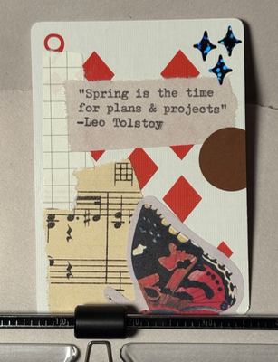 Butterfly Quote Card #188 by Mazerzine Leo Tolstoy red aceo art card thumbnail 1