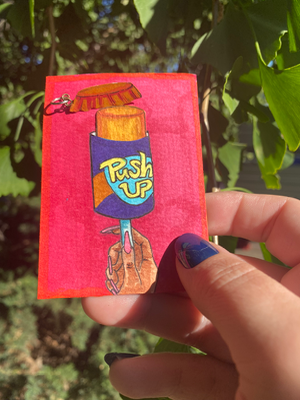 Push Up The Summer - 90s mixed media charms aceo art card thumbnail 2