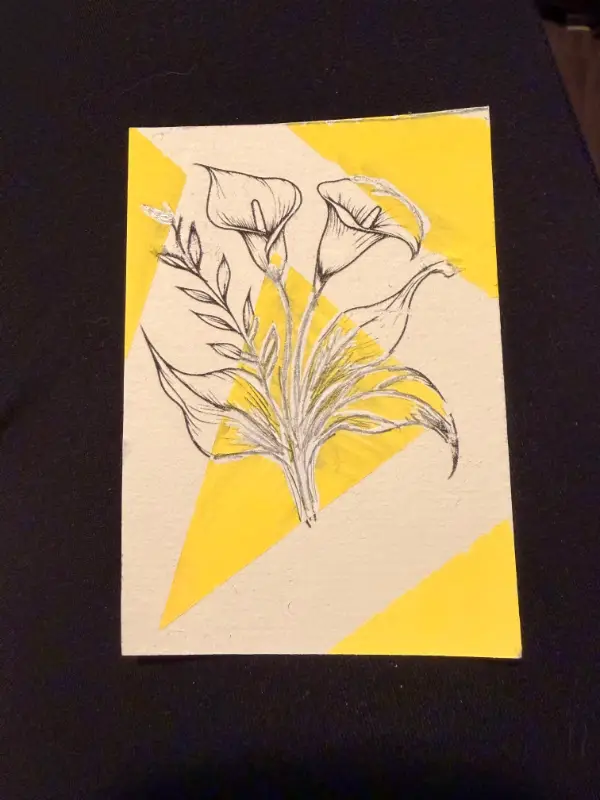 Color block flower collection, 3 of 3 aceo art card