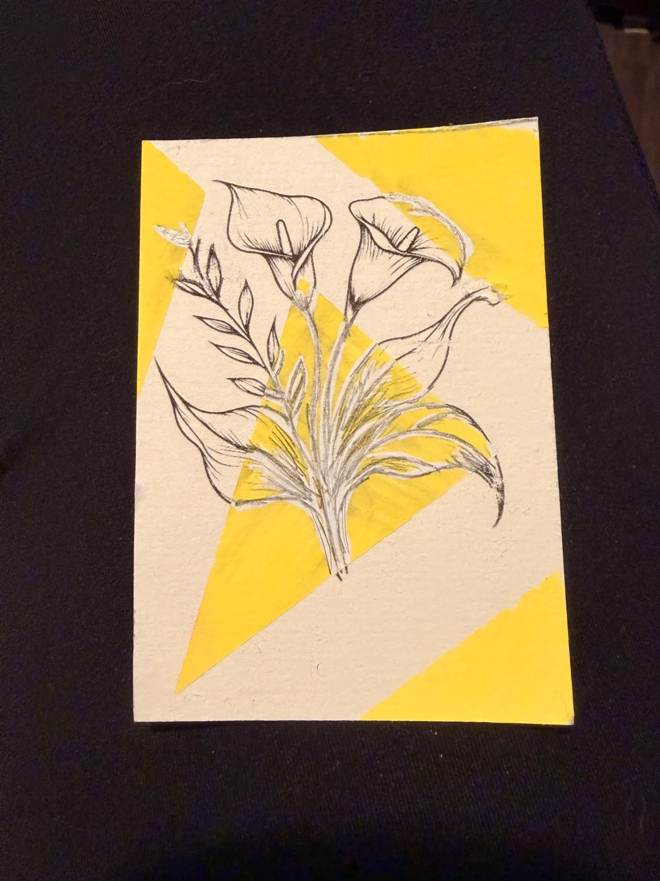 Color block flower collection, 3 of 3 aceo art card