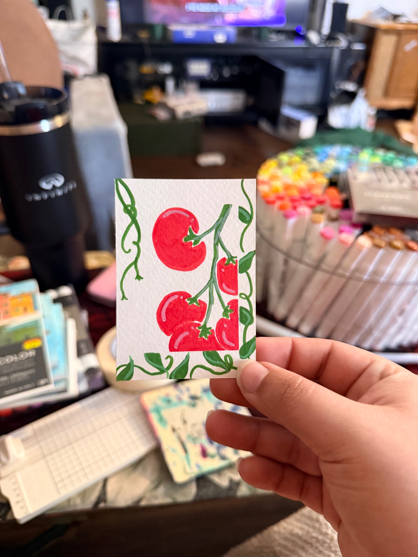 Tomato vine aceo art card
