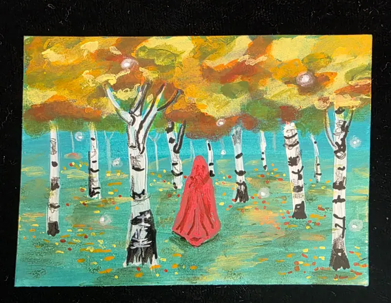 ACEO 2.5x3.5 "Wanderer, Twilight Forest" Fantasy Original aceo art card