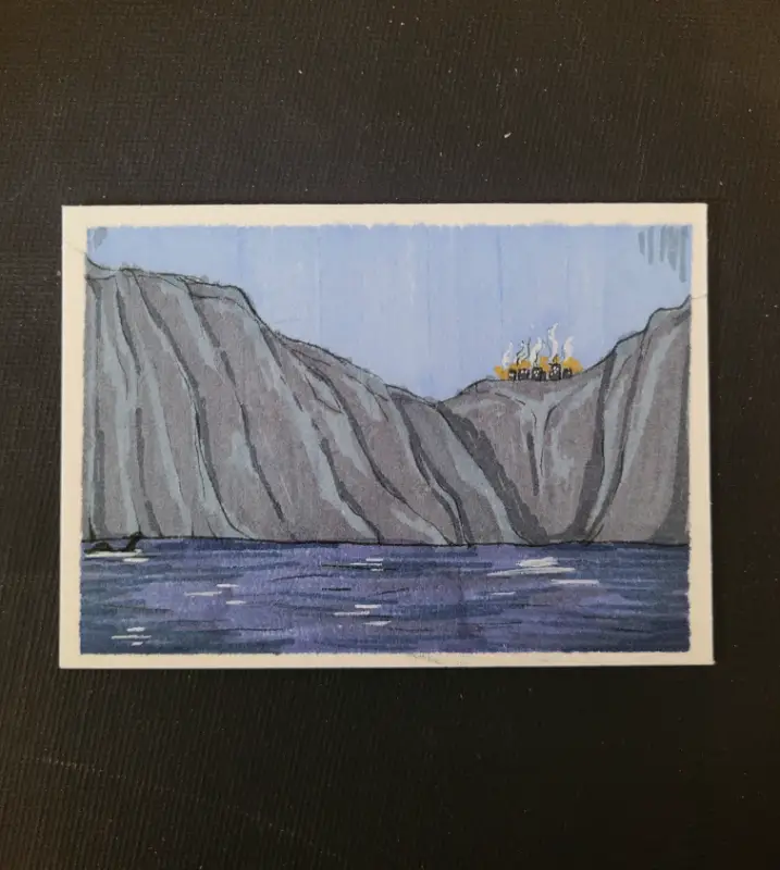 "Light on the Cliff" aceo art card