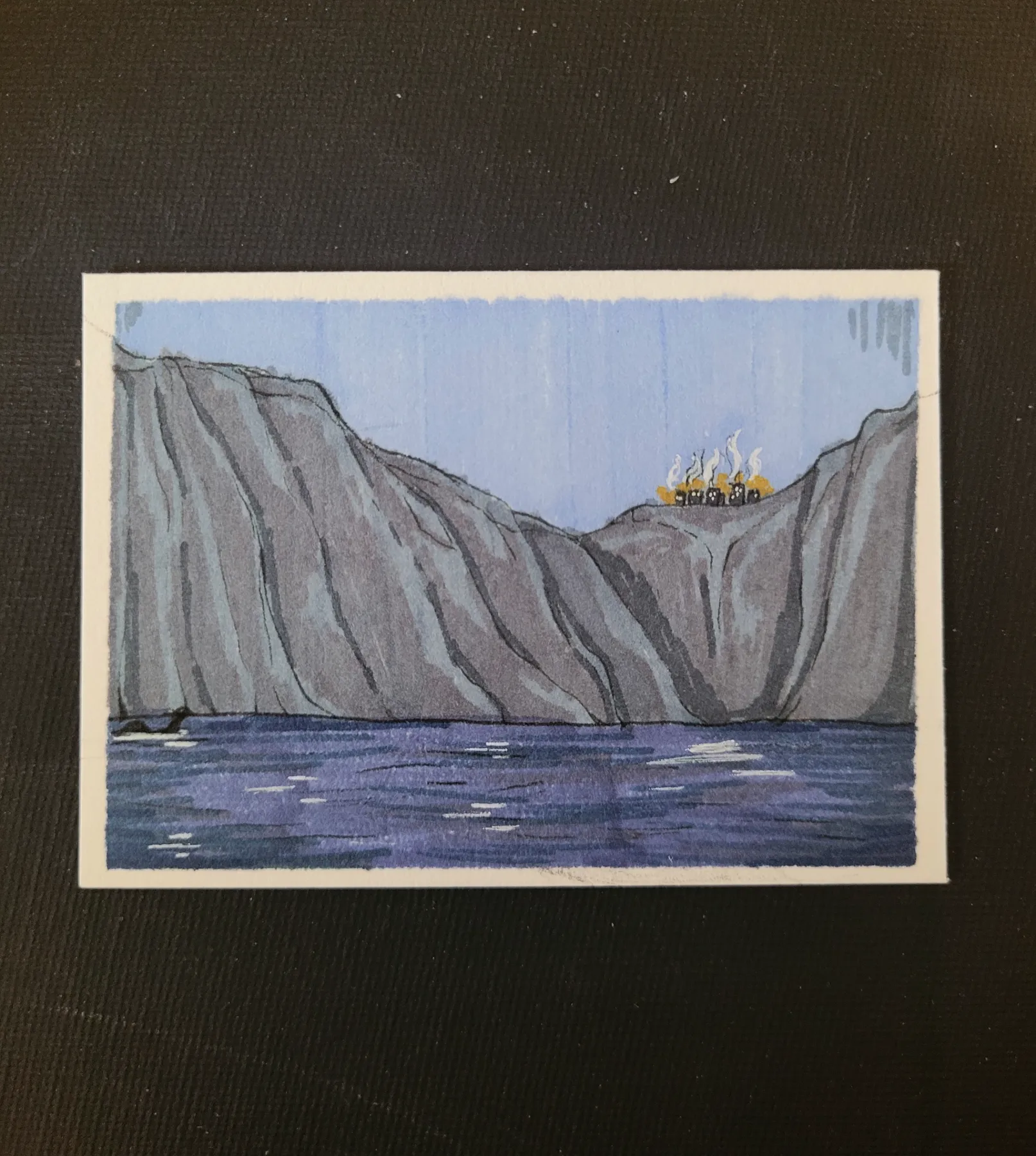 "Light on the Cliff" aceo art card