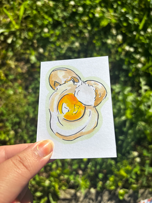 “Cracked Egg” Food Egg aceo art card thumbnail 3