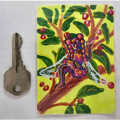 Cherry Fairy aceo art card thumbnail 2