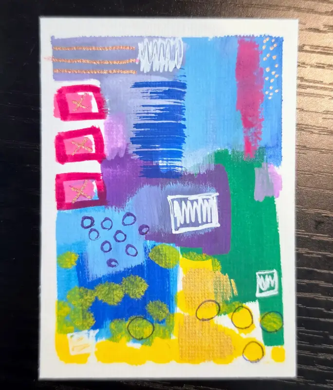 ACEO Abstract Original Painting Artist Trading Card Handmade 2.5”x3.5” Mini Art aceo art card