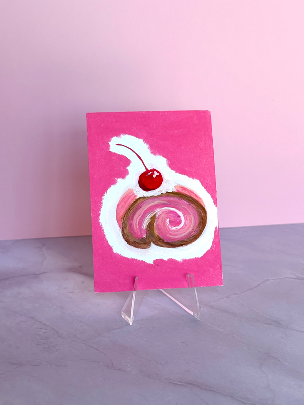 Cherry Cream Spiral aceo art card