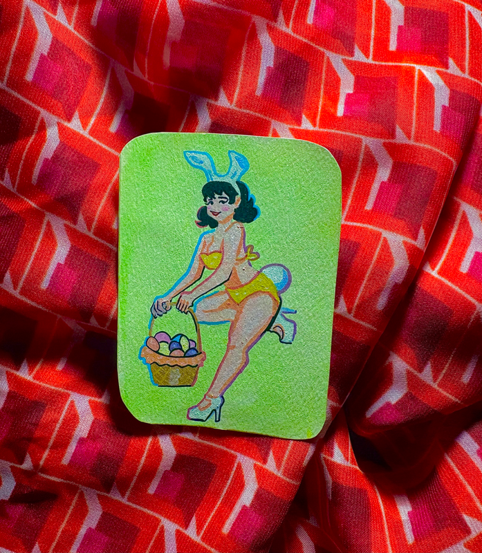 Easter Bunny aceo art card