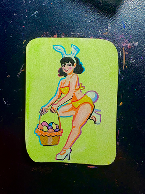 Easter Bunny aceo art card thumbnail 2