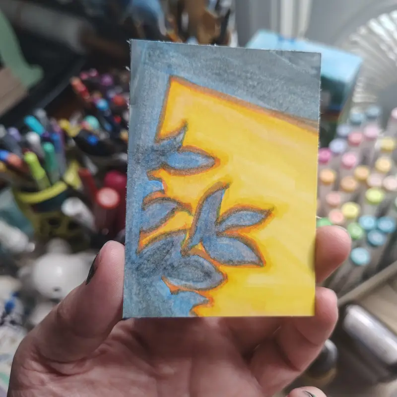 Window Light, plant shadow with alcohol markers aceo art card