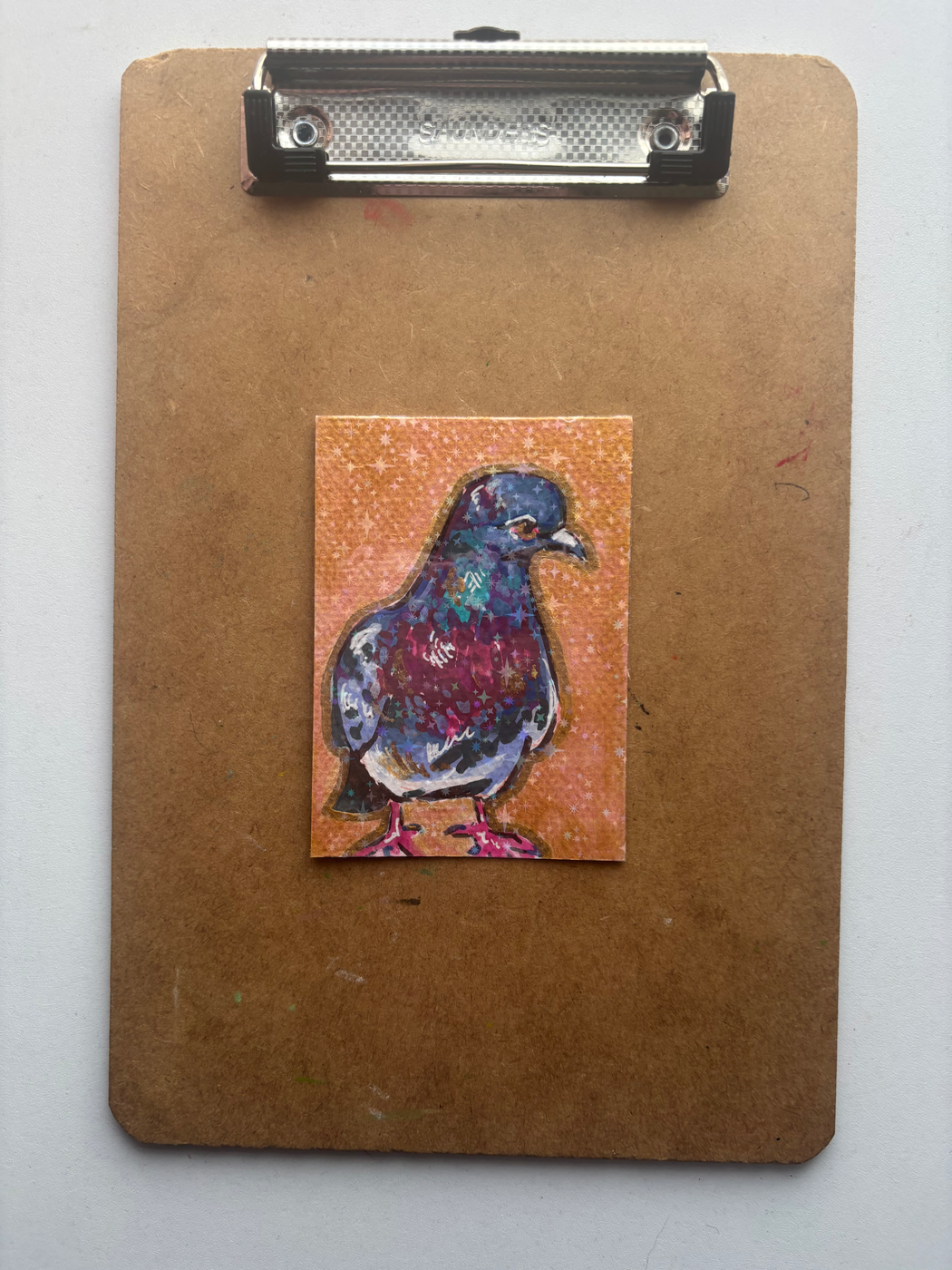 “Golden Pigeon” aceo art card