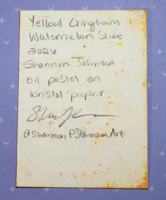 Yellow Gingham Watermelon Slice aceo art card thumbnail 2