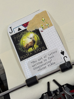 Deer stamp mail quote collage print by Mazerzine aceo art card thumbnail 2