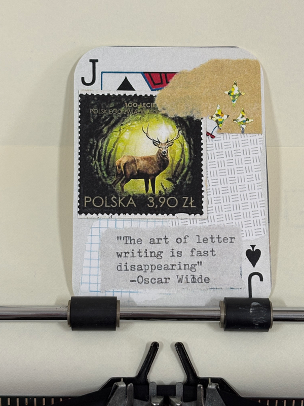 Deer stamp mail quote collage print by Mazerzine aceo art card