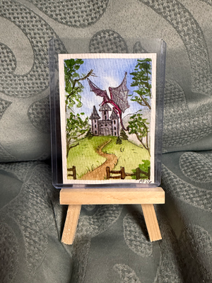 Dragons Roam Here 2/4 aceo art card thumbnail 3