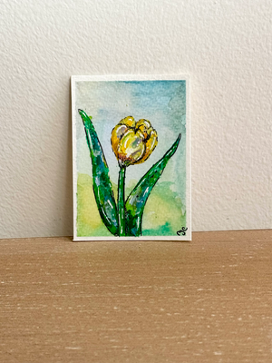 Yellow Tulip aceo art card thumbnail 2