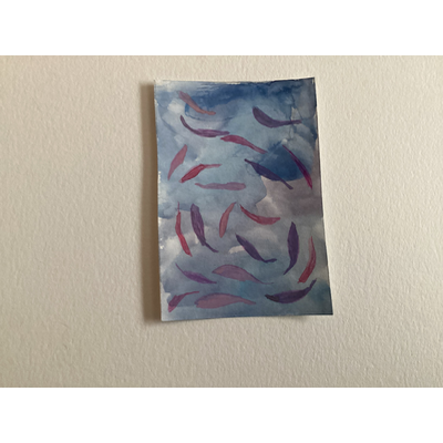 Purple leaves in a gentle sky aceo art card thumbnail 3