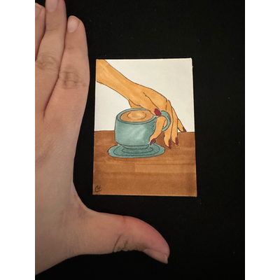 Idle coffee aceo art card thumbnail 2