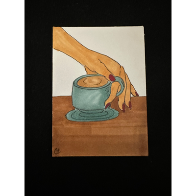 Idle coffee aceo art card thumbnail 1