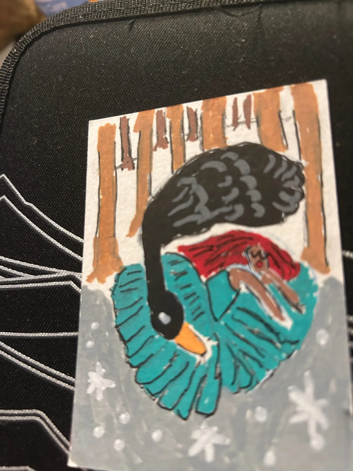 ACEO Princess Fen and her Black Swan aceo art card