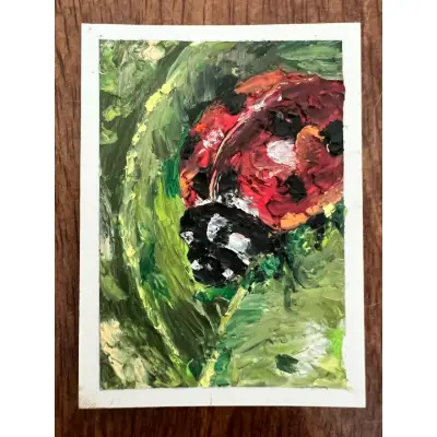Woodland ladybug- #3 in woodland series aceo art card thumbnail 1