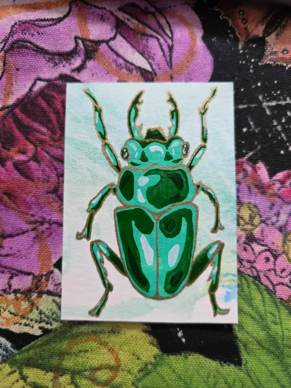 Stag Beetle aceo art card