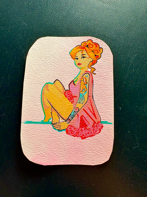 Pretty In Pink aceo art card thumbnail 2