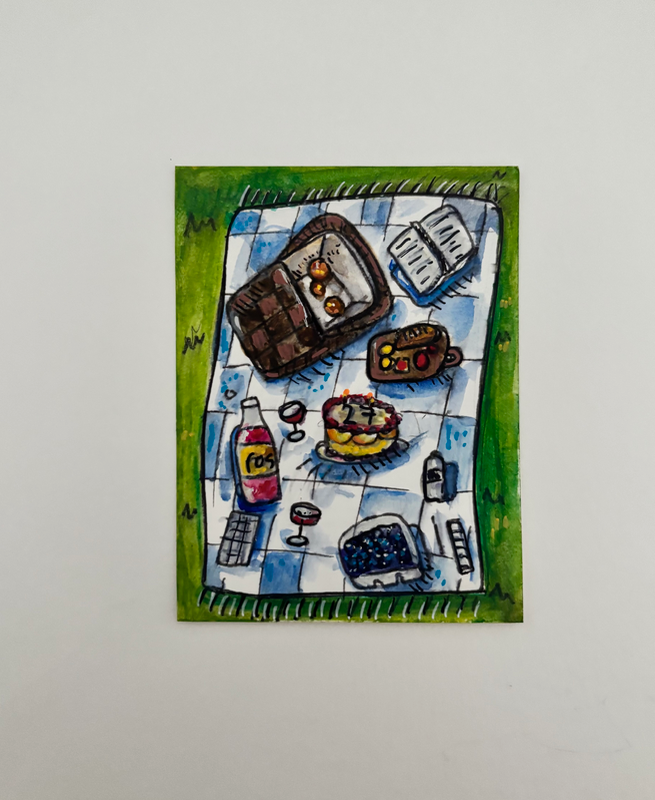 Picnic Birthday Party aceo art card