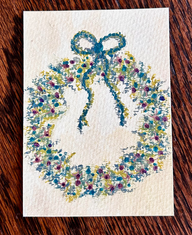 Wreath aceo art card
