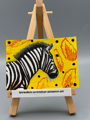 Zebra Original ACEO by Lyndsay Aznaurov aceo art card thumbnail 1