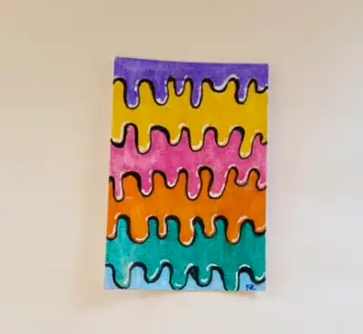 Drip-Drip ACEO Original – Colored Pencil Mini Art – Cute Colorful Illustration – OOAK aceo art card thumbnail 2