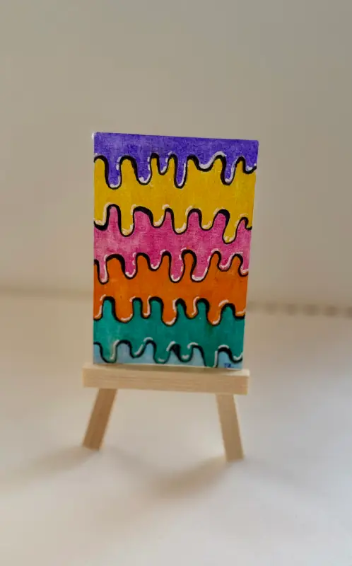 Drip-Drip ACEO Original – Colored Pencil Mini Art – Cute Colorful Illustration – OOAK aceo art card