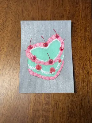 Heart Vintage Cake aceo art card thumbnail 2