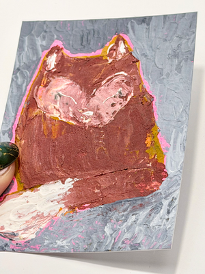 Abstract woodland fox by lizz aceo art card thumbnail 2