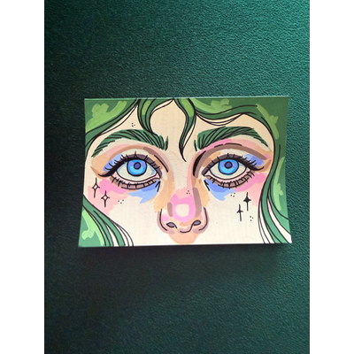 Blue Eyes aceo art card thumbnail 1