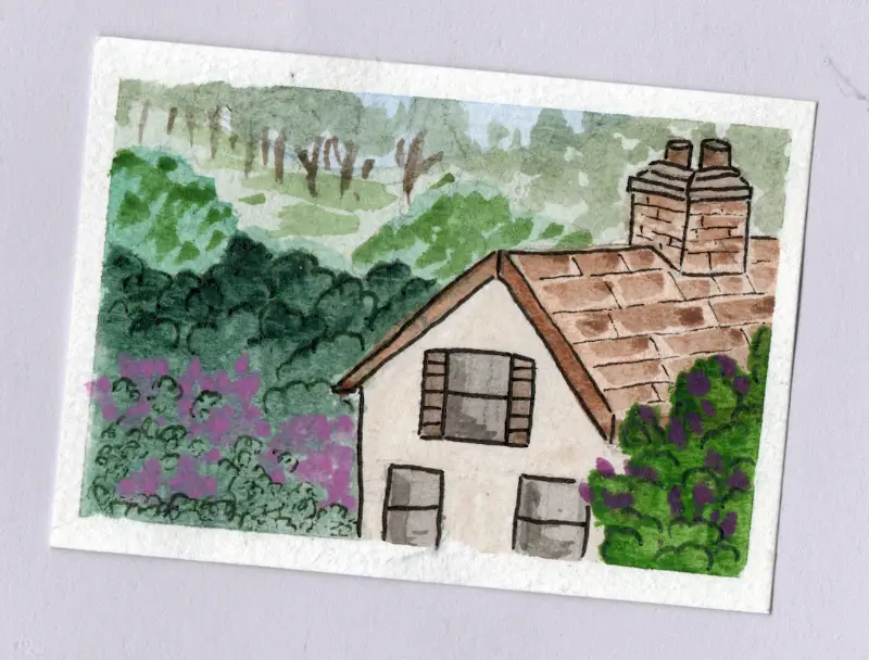 An Irish Cottage aceo art card