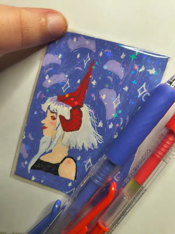 Tiefling moon witch aceo art card