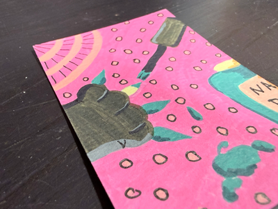ACEO Miniature Original Art Cat paw getting nails painted Elizabeth Durant Art aceo art card thumbnail 3